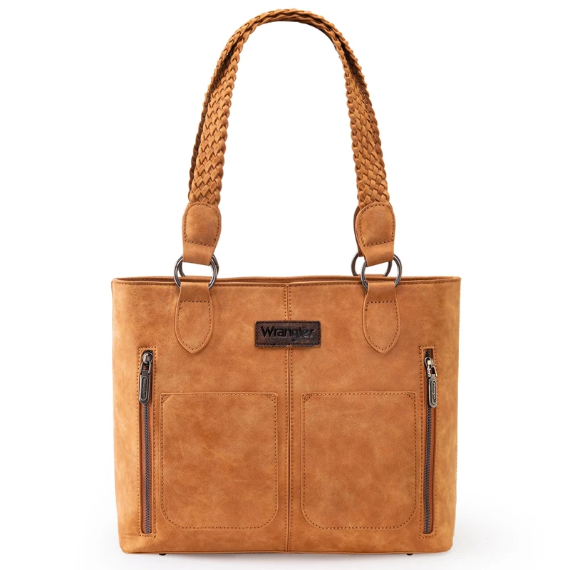 Wrangler Tote Bag for Women Western Purse Multi Pockets Handbags, Braided-indian Tan, One Size