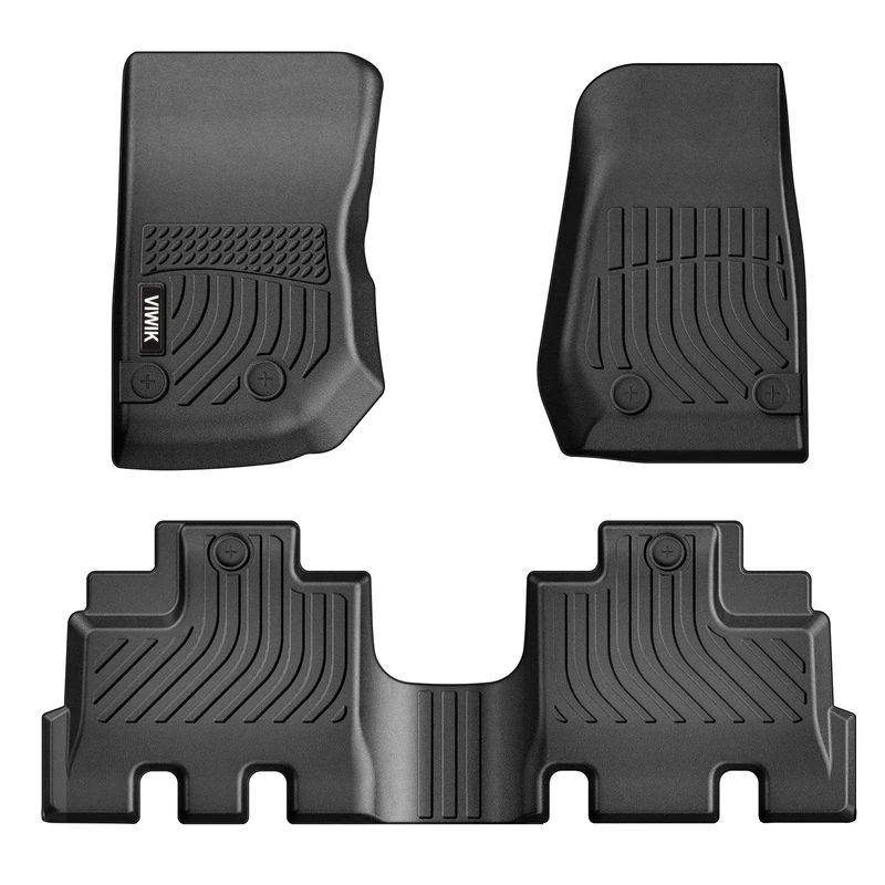 VIWIK Floor Mats fit for 2014-2018 Wrangler JK Unlimited (Not for 2 Door and JL Models), Car Mats All Weather Protection Custom Floor Liners Include 1st and 2nd Row Front & Rear, TPE Black