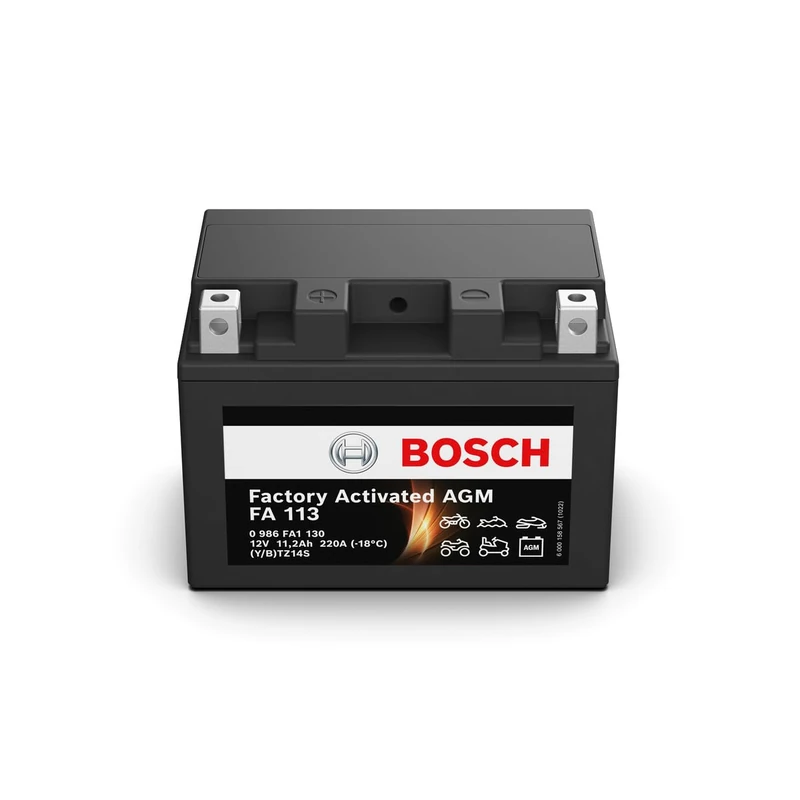 Bosch FA113 - AGM Motorcycle Battery - 12V 220A 11,2Ah - Suitable for motorcycles, motorbikes, enduros, scooters, quads, jet skis - Compatible M6017, BTZ14S