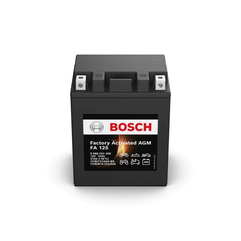 Bosch FA125 - AGM Motorcycle Battery - 12V 210A 12Ah - Suitable for Motorcycles, Motorbikes, Enduros, Scooters, Quads, Jet Skis - Compatible M4F35, M4F37, BTX14AH-BS, BB14-A2, BB14-B2