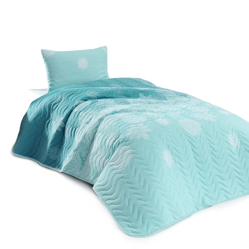 WELL HOME MOBILIARIO & DECORACIÓN Quilt 150 x 200 cm, Turquoise, White
