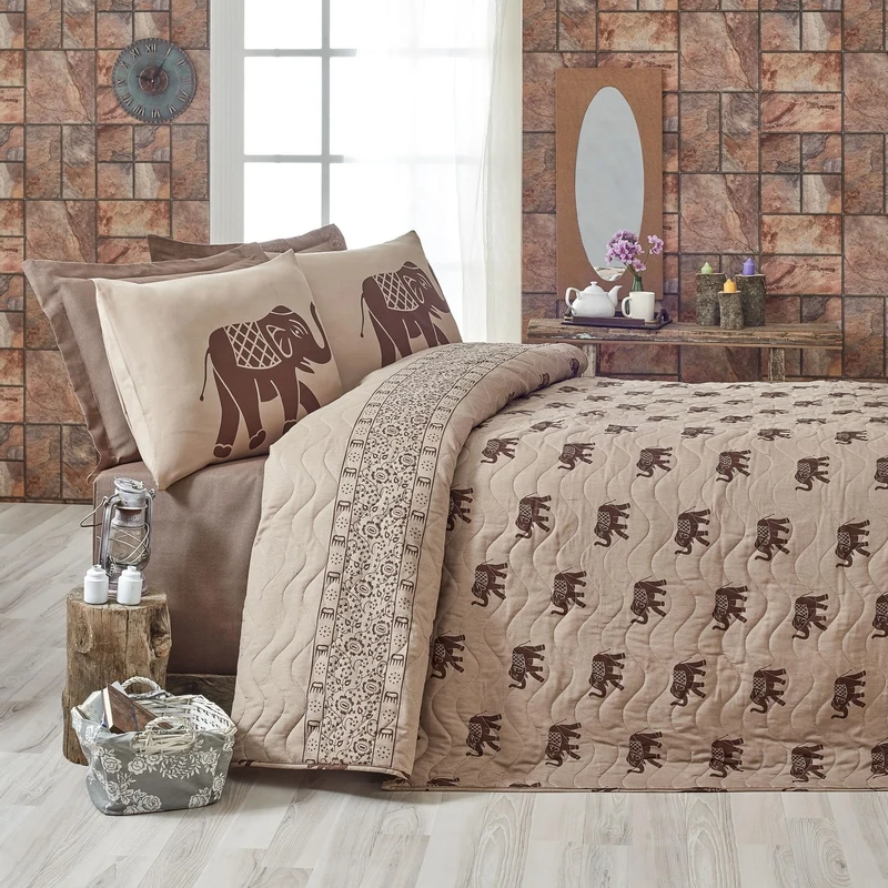 WELL HOME MOBILIARIO & DECORACIÓN Padded Duvet 250 x 200 cm Brown Beige