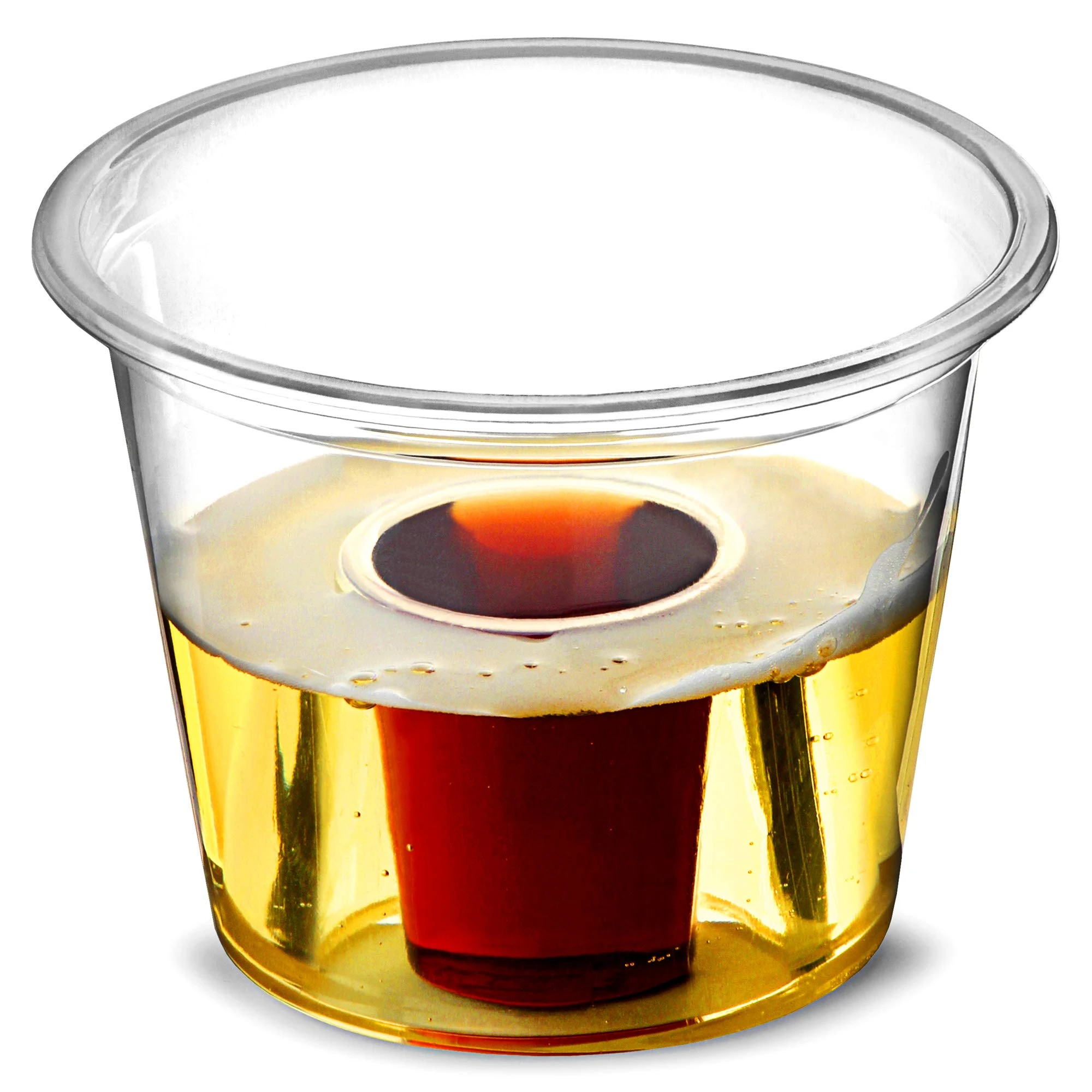 Shot Glasses Plastic for Jager Bomb - Pack of 50 - Disposable Shot Glasses - Perfect Crystal Clear Bomb Shot Cups for Pubs & Parties - 30 ml Disposable Plastic Cups, Transparent