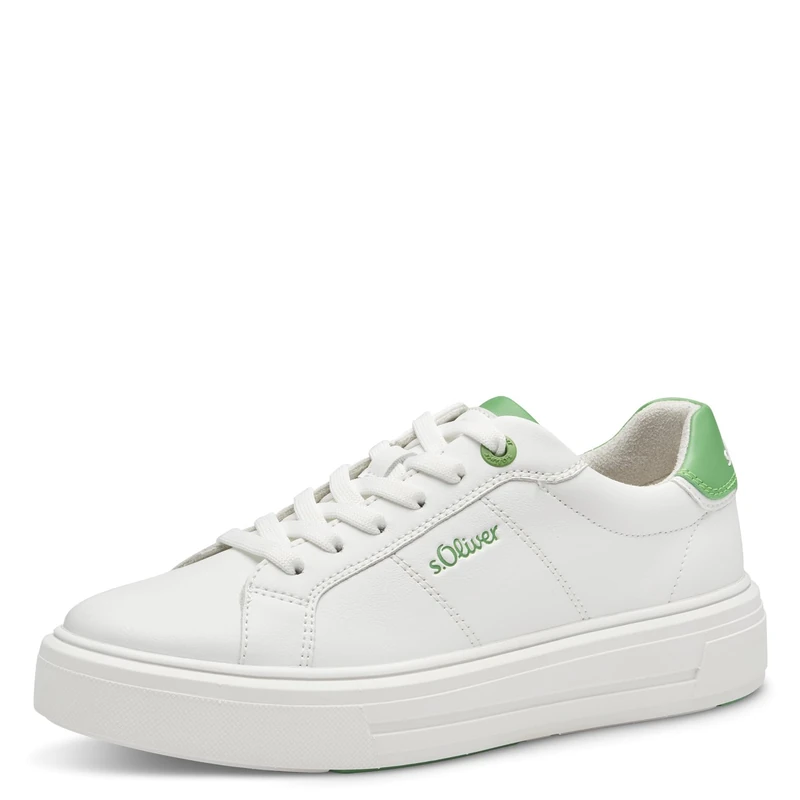 s.Oliver Women's 5-23635-42 Sneaker, White Green, 6.5 UK
