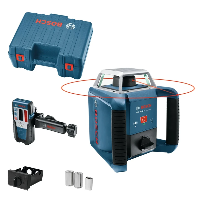 Bosch Professional Rotation Laser Level GRL 400 H (One-Button keypad, LR 45 with 110-mm Reception Window, Working Range: up to 400m (Diameter), in L-boxx)
