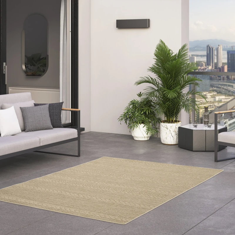 BALTA Outdoor Rug, Flat Woven Mat, Ideal for Outdoors on the Patio or Indoor, Water Resistant, Mechanical Weaving, Braided Effect, Polypropylene, 120 x 170 cm, Brown