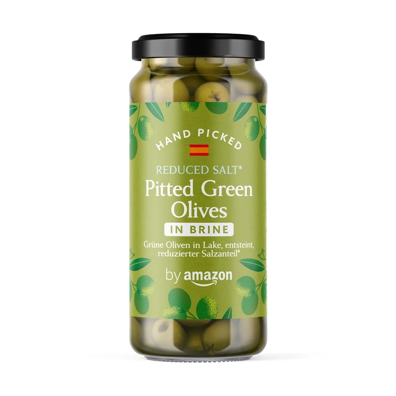 by Amazon Reduced Salt Pitted Green Olives, 340g