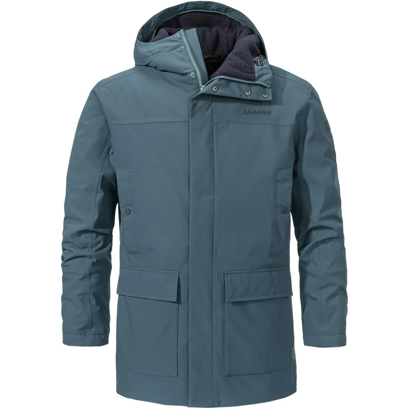 Schöffel Men's Ins. Parka Rotterdam M, Windproof and Waterproof Men's Parka with Teddy Lining, Winter Coat with 4-Way Stretch and Headphone Outlet