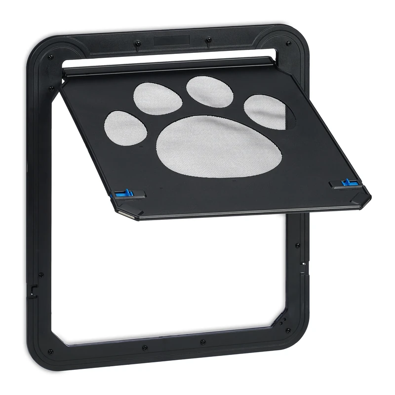 Relaxdays Pet Flap for Insect Screen Door, Suitable for Large Dogs, Dimensions HxW: 42x37 cm, Magnetic, Lockable, Black, Nylon, 42x37x2 cm