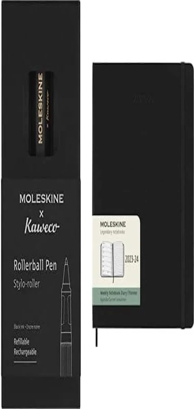 Moleskine x Kaweco Rollerball Refillable Pen in ABS plastic for Writers, Note-takers, Refill 0.7 mm Weekly Planner 2023-2024, 18-Month Agenda, Academic Diary, Weekly Diary