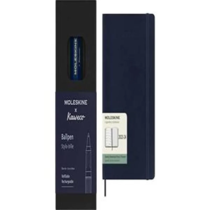 Moleskine x Kaweco Ballpen Refillable Pen in ABS plastic for Writers, Note-takers, Refill 1.0 mm Weekly Planner 2023-2024, 18-Months Agenda, Academic Diary, Weekly Diary
