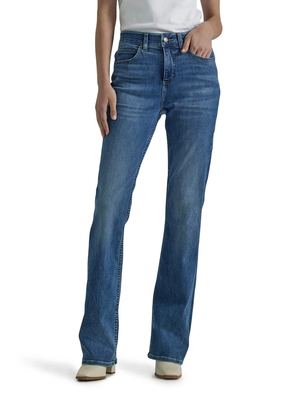 Lee Women's Petite Ultra Lux Comfort with Flex Motion Bootcut Jean, Indigo Facet, 8 Short
