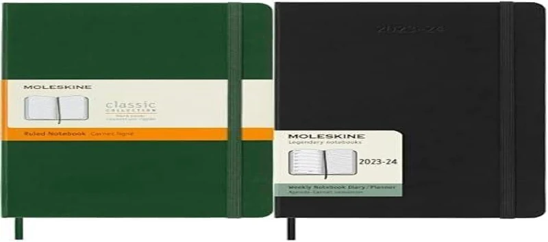 Moleskine Classic Ruled Paper Notebook, Hard Cover and Elastic Closure Journal, Color Myrtle Green Weekly Planner 2023-2024, 18-Month Agenda, Academic Diary, Weekly Diary - Image 1