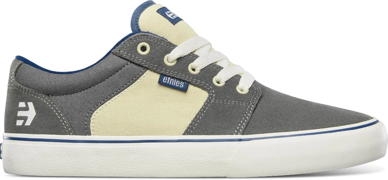 Etnies Barge LS – Classic Skate Look, Slim Vulcanized Silhoutte, Hefty Armored Collar, Reinforced Vulc - Grey/Navy - 6