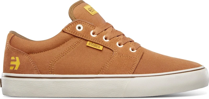 Etnies Barge LS – Classic Skate Look, Slim Vulcanized Silhoutte, Hefty Armored Collar, Reinforced Vulc - Brown/Gold/Yellow - 4