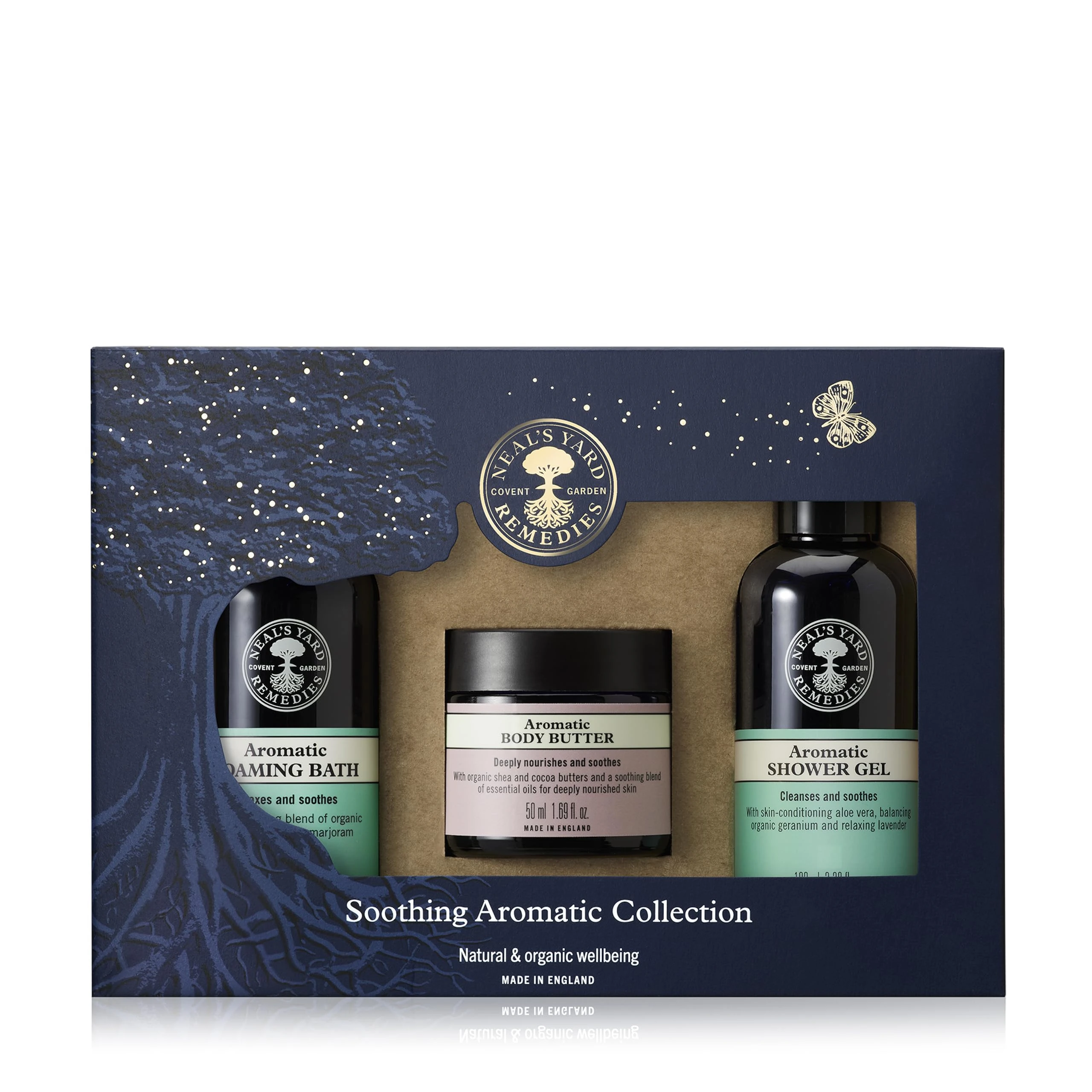 Neal's Yard Remedies Soothing Aromatic Gift Set With Bath Soak, Body Butter & Shower Gel, Cruelty-Free, Set of 3