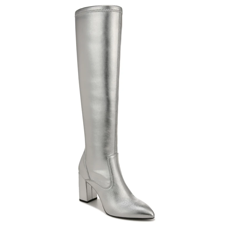 Franco Sarto Women's Katherine Knee High Heeled Boots, Silver Metallic, 6.5 UK