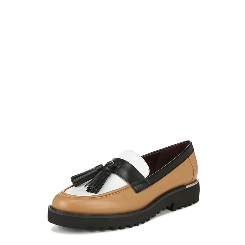 Franco Sarto Women's Carolynn Lug Sole Loafer with Tassel Detail, Brown Colorblock Multi, 6.5 UK