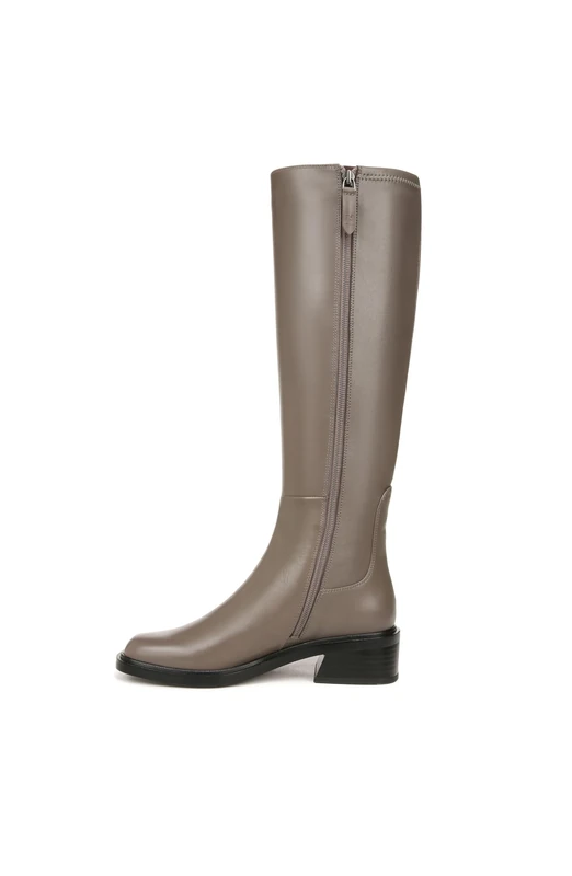 Franco Sarto Women's Giselle Wide Calf Flat Tall Boot Knee High, Shadow Grey Leather Wide Calf, 5