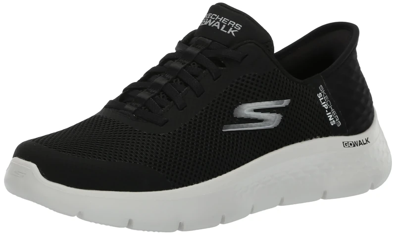 Skechers Women's Go Walk Flex Hands Free Slip-ins-Grand Entry Sneaker, Black/White, 10