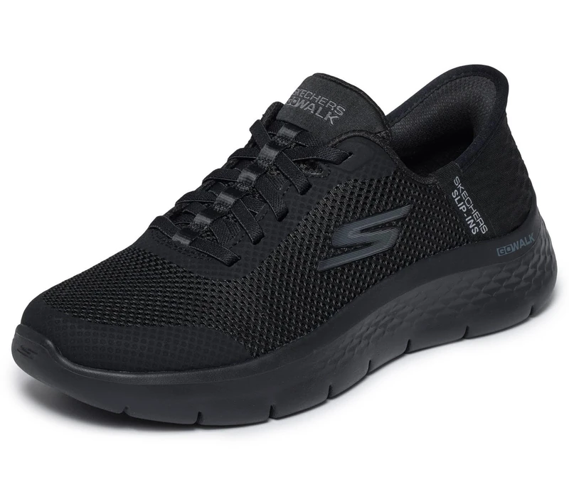 Skechers Women's Go Walk Flex Grand Entry Slip-On Sneakers, Black Textile/Trim, 7.5 UK Wide