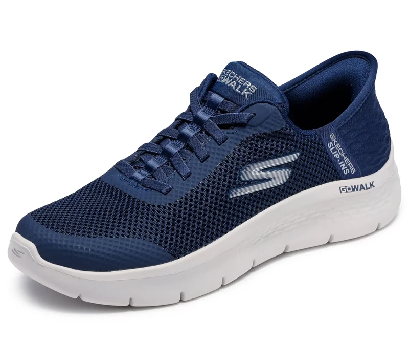 Skechers Women's Go Walk Flex Grand Entry Slip-On Sneakers, Navy Textile/White Trim, 8 UK Wide