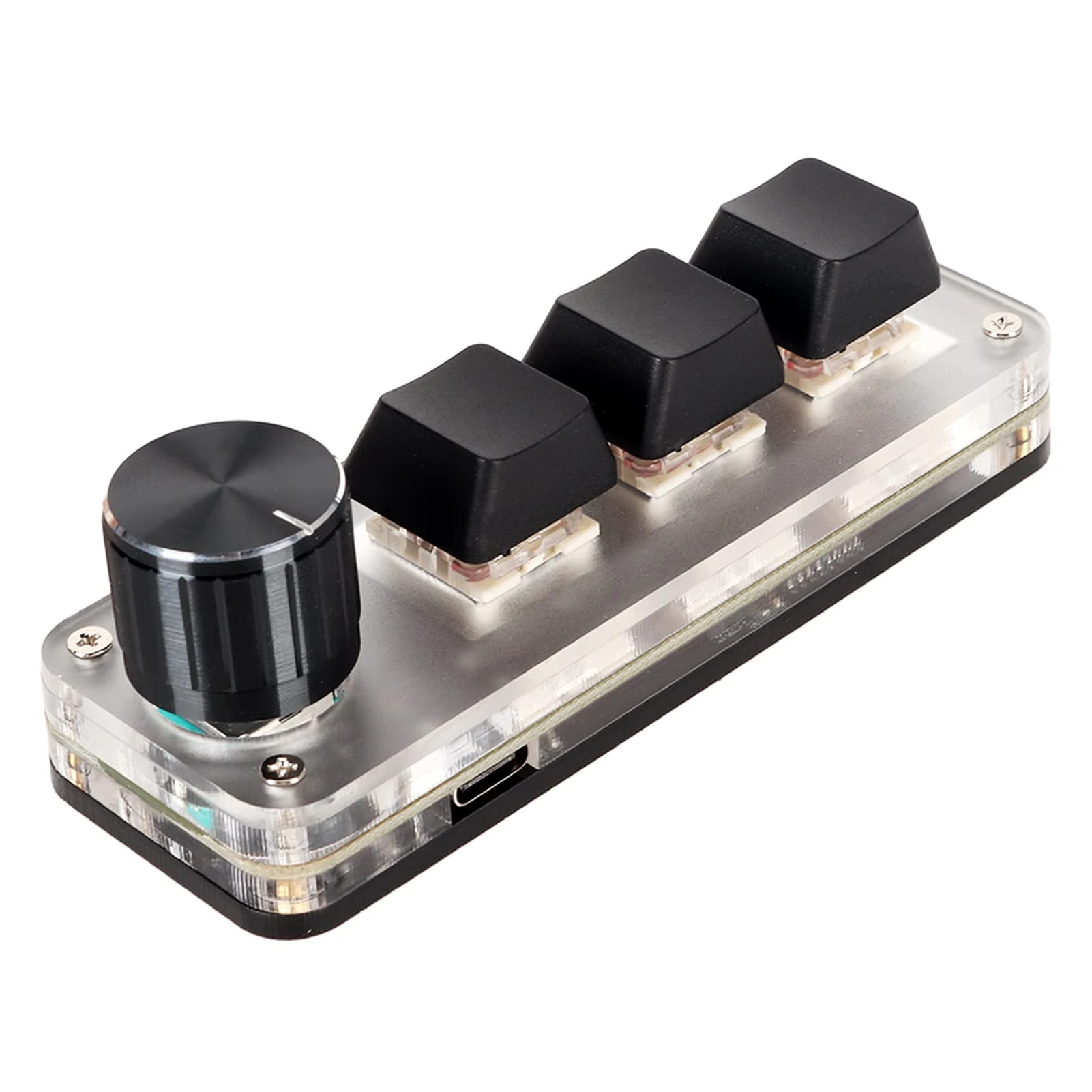 Vikye Mini Mechanical Keyboard,Gaming Keypad with Knob,Ergonomic Plug and Play DIY Programmable Gaming Keyboard Support Windows,Vista,Linux,OS X System for Desktop PC (3 Keys 1 Knob)