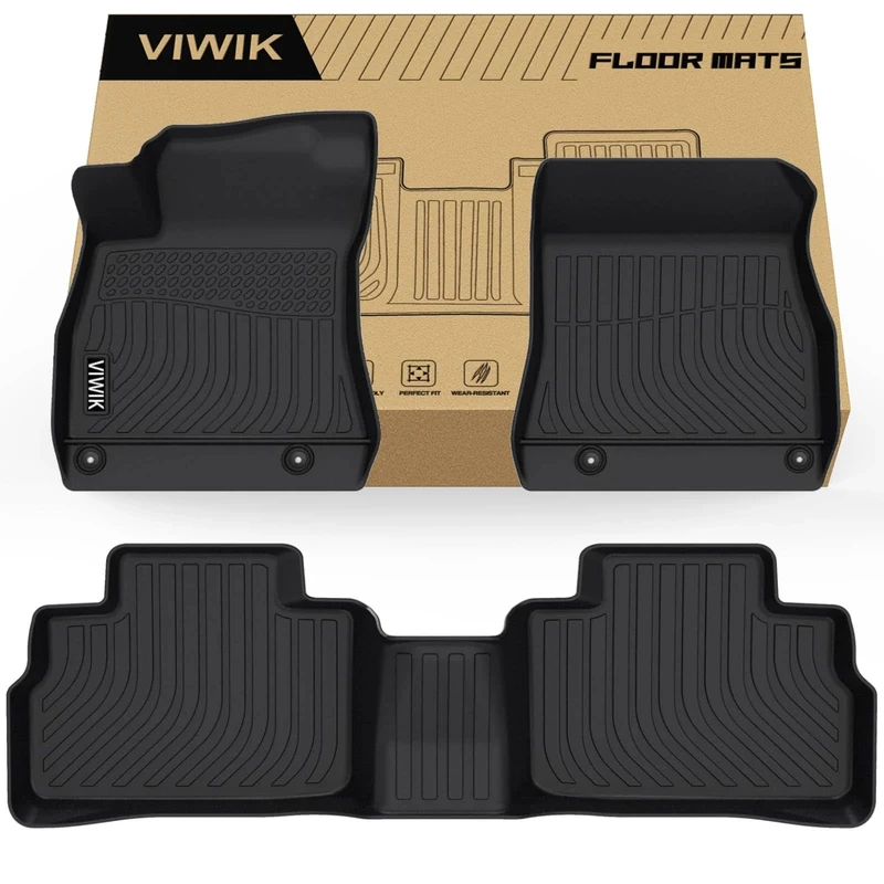 VIWIK Floor Mats Compatible for 2020-2022 Sentra/Sylphy, Car Mats All Weather Custom Floor Liners Full Set Include 1st and 2nd Row Front & Rear, Automotive Floor Mats TPE Black