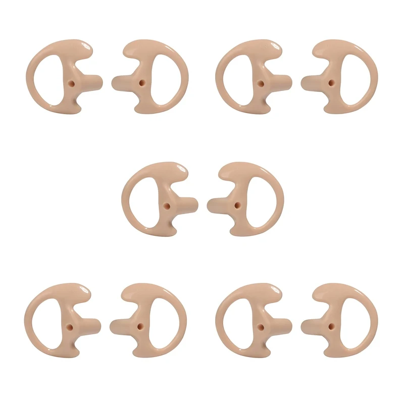 HYSHIKRA Replacement Soft Earmould Earpiece Earbud Air Acoustic Headset Earplug for Walkie Talkie Coil Tube Audio Kits,5 Pairs (Beige, Large)