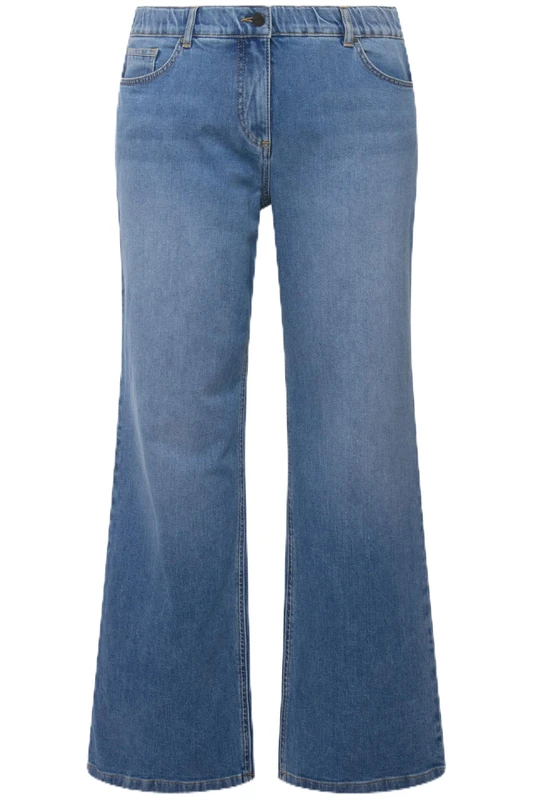 Ulla Popken Women's Marlenejeans Mary, weites Bein, Komfortbund, Biobaumwolle Jeans, Blue Denim, 47W / 34L