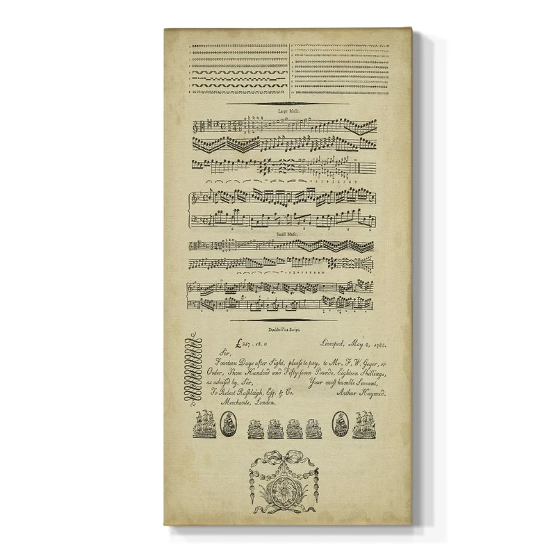 Renditions Gallery Canvas Wall Art Modern Decorations Paintings Vintage Musical Sketches Black & White Historical Wall Hanging Canvas Artwork Prints for Office Bedroom Kitchen - 20"x40" LT517