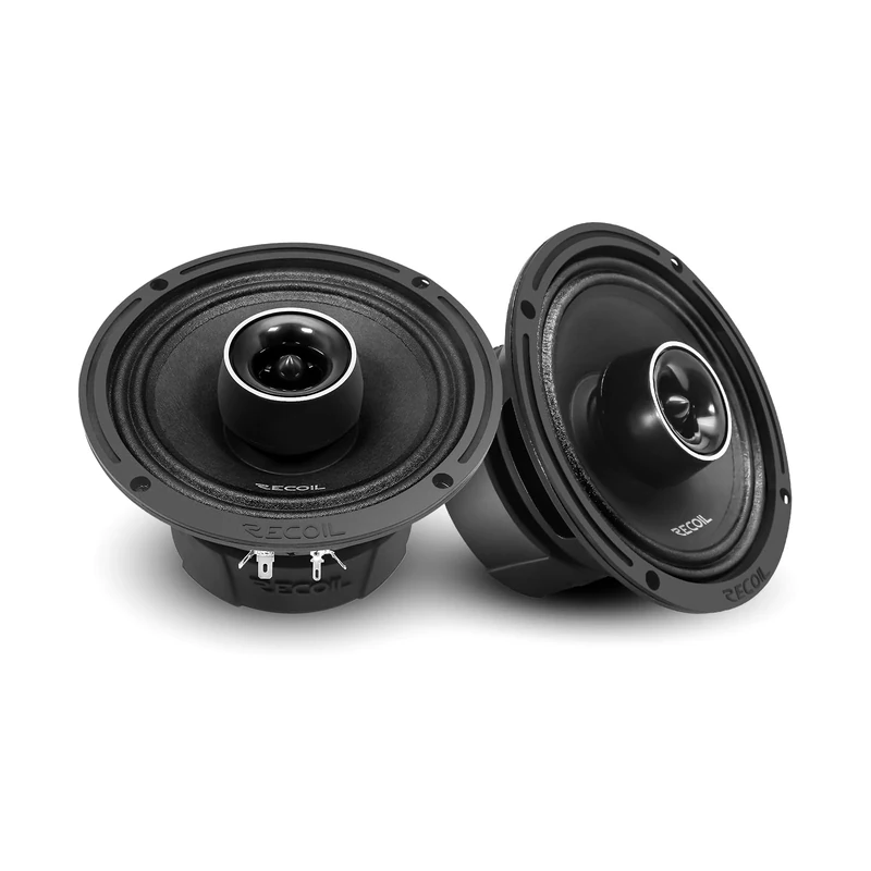 RECOIL MX65 Pair 6.5-Inch（16.5cm 2-Way Pro Audio Midrange Coaxial Speakers with Built-in Bullet Tweeters 560 Watts Max 280 Watts RMS 4-Ohm Water Resistant, Grills Included