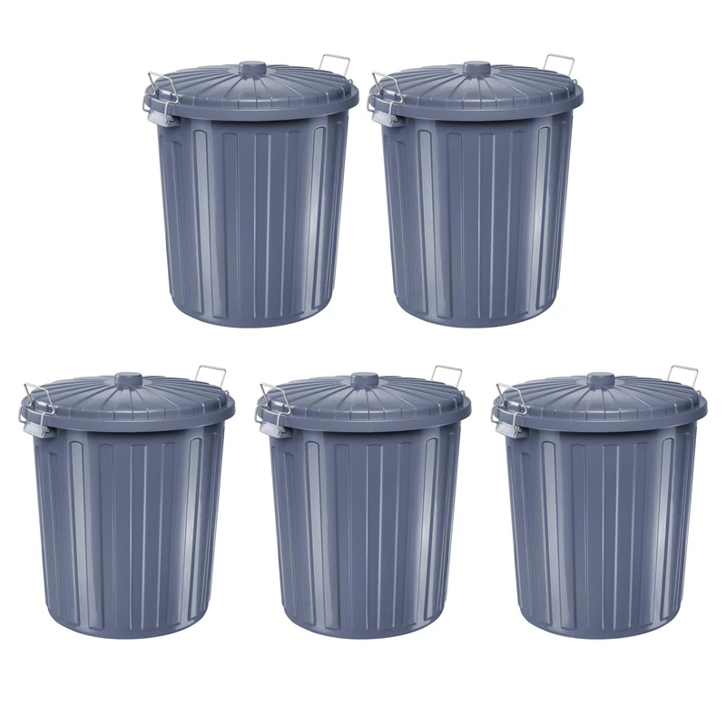 Helit The Big Boy H2405883-5 Wheelie Bin 73 Litres Pack of 5 Grey with Lid and Handle