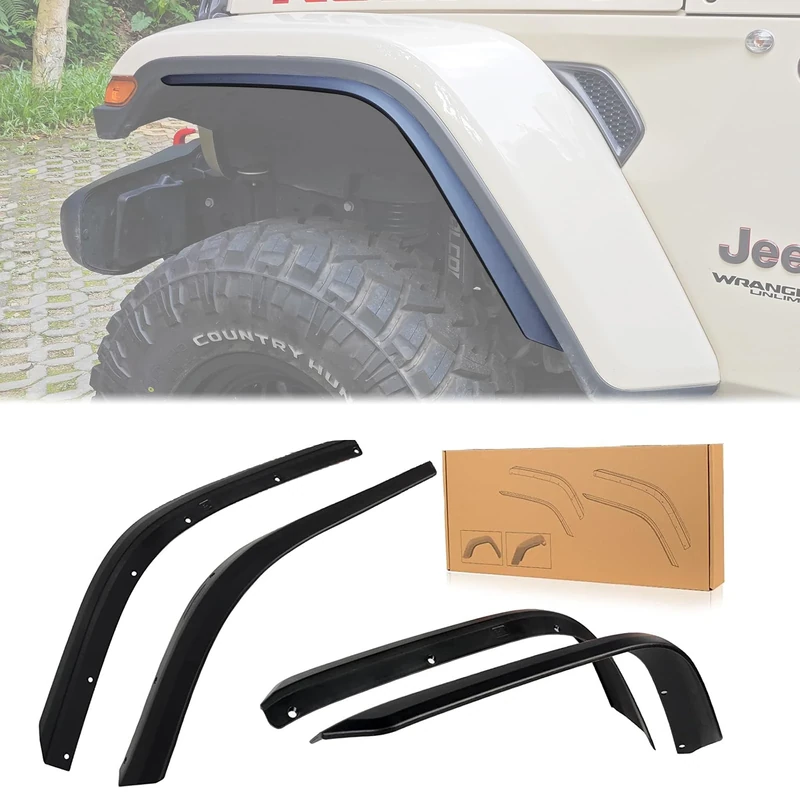 Front & Rear Fender Flares Compatible with 2018-2023 Jeep Wrangler JL & JLU Unlimited Rubicon, Off-Road Wheel Flares Liner 4 PCS