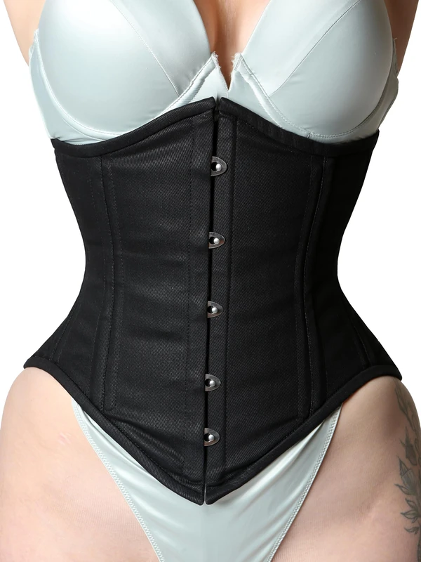 Royals Fashion Heavy Duty Waist Trainer Womens Conical Curvy Corset Underbust Steel Boned Cotton Corset, Black, XS