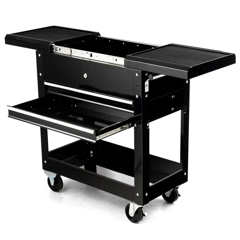 GiantexUK Rolling Tool Cart, Lockable Utility Tool Storage Chest with Wheels, Drawers and Side Handle, Heavy-duty Tools Trolley Cart for Garage Workshop DIY Repair Shop, Load Capacity 220KG