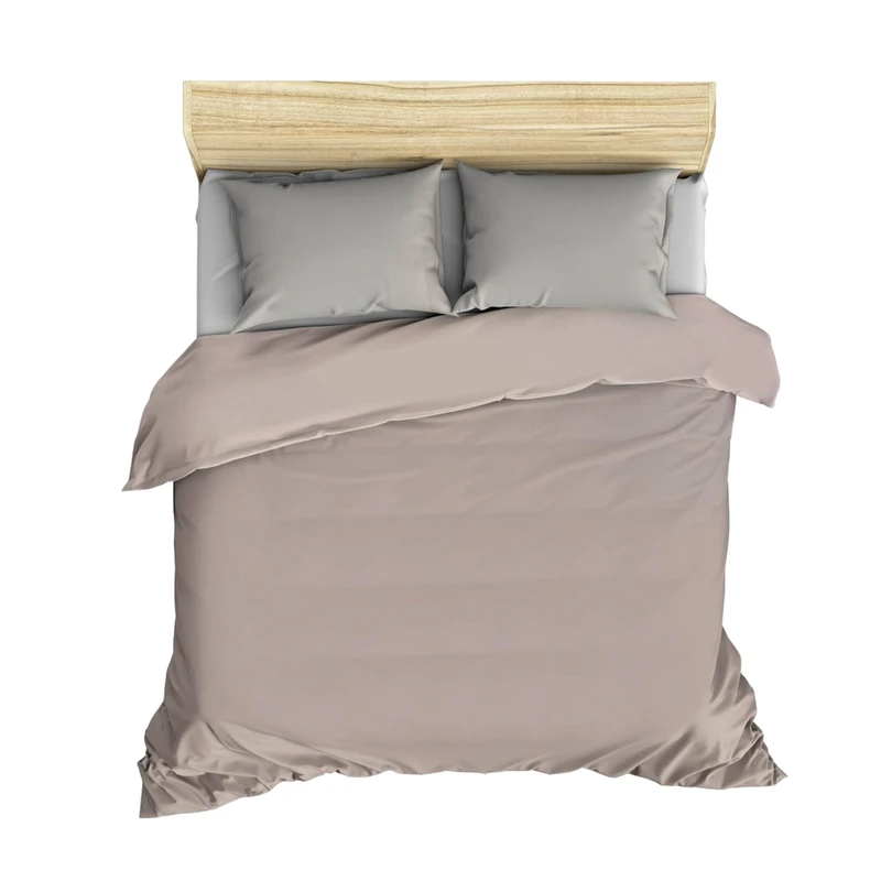 Duvet Cover Set + 2 Pillowcases 240 x 220 cm Light Brown