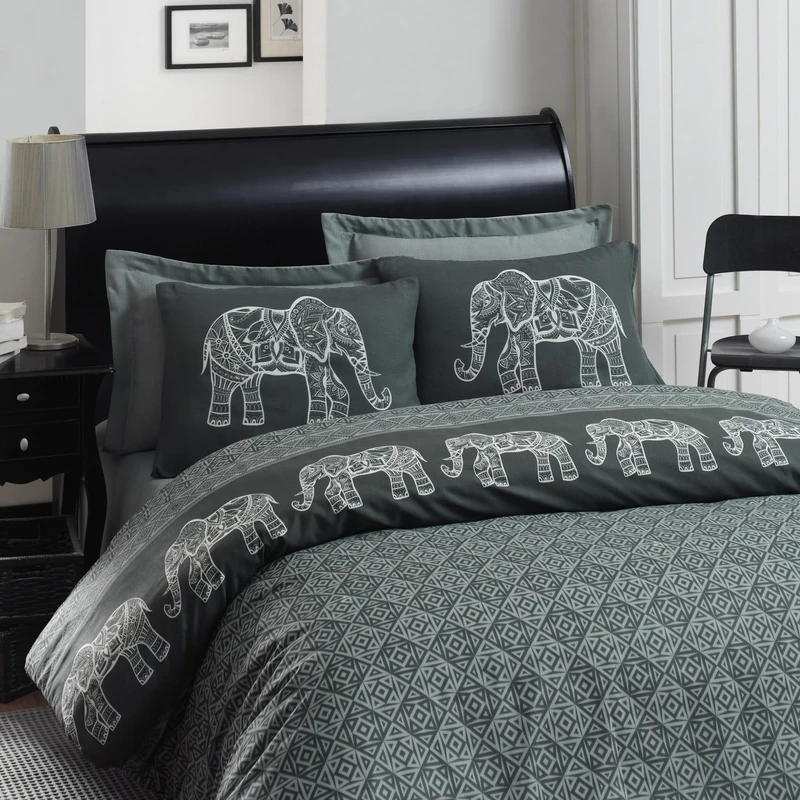Duvet Cover Set + 2 Pillowcases 240 x 220 cm Anthracite White