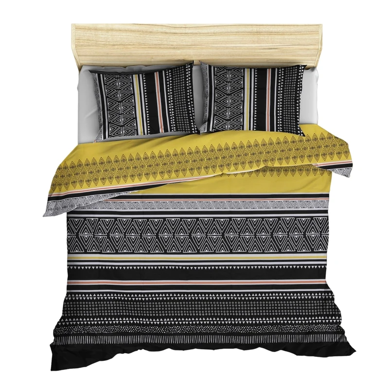 WELL HOME MOBILIARIO & DECORACIÓN Duvet Cover Set + 2 Pillowcases 240 x 220 Yellow Black Grey