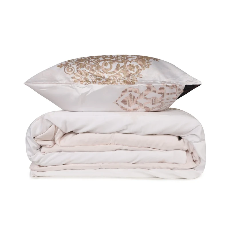 Duvet Cover Set + 1 Pillowcase White Beige Anthracite Cream