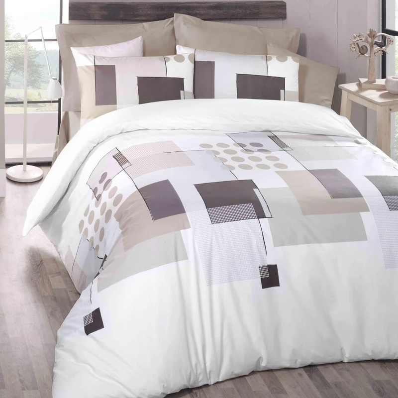 WELL HOME MOBILIARIO & DECORACIÓN Duvet Cover Set + 2 Pillowcases 240 x 220 White Beige Grey