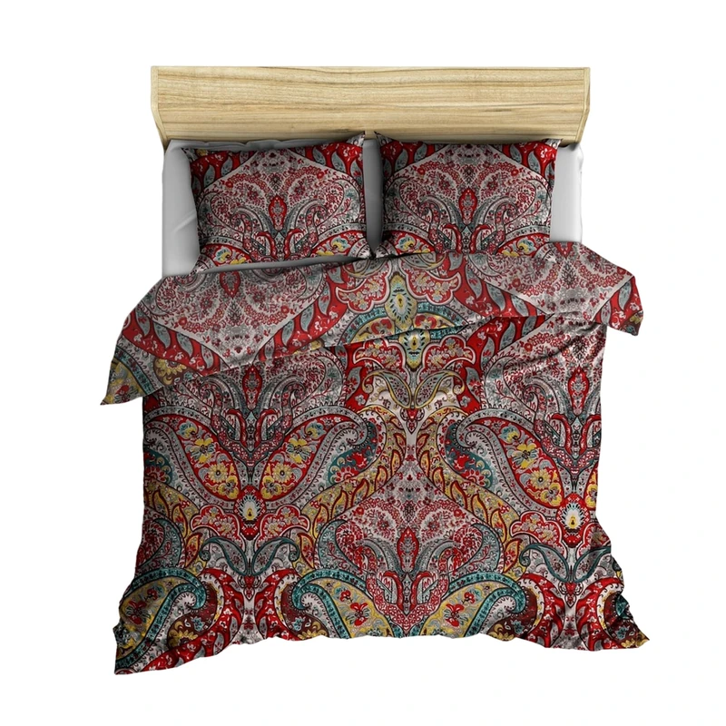 WELL HOME MOBILIARIO & DECORACIÓN Duvet Cover Set + 2 Pillowcases 240 x 220 cm Green Beige Yellow - Image 1