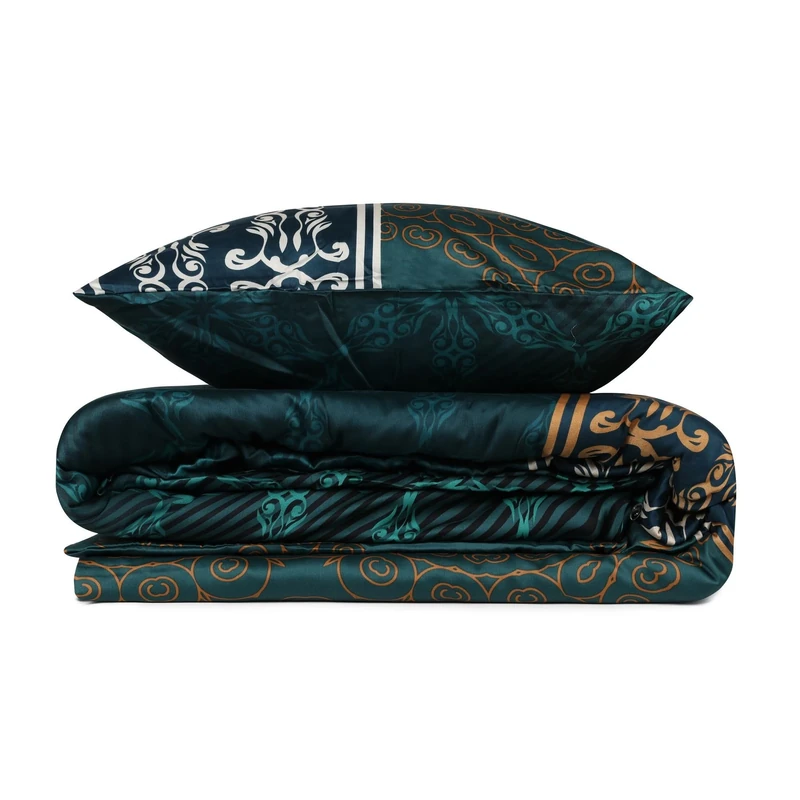 WELL HOME MOBILIARIO & DECORACIÓN Duvet Cover Set + 2 Pillowcases 240 x 220 cm Dark Green Mustard Brown