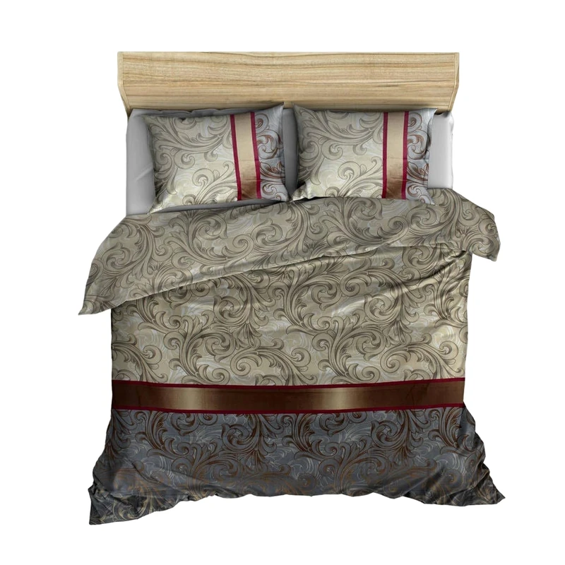 Duvet Cover Set + 1 Pillowcase 220 x 220 cm Cream Black Grey Red Claret White