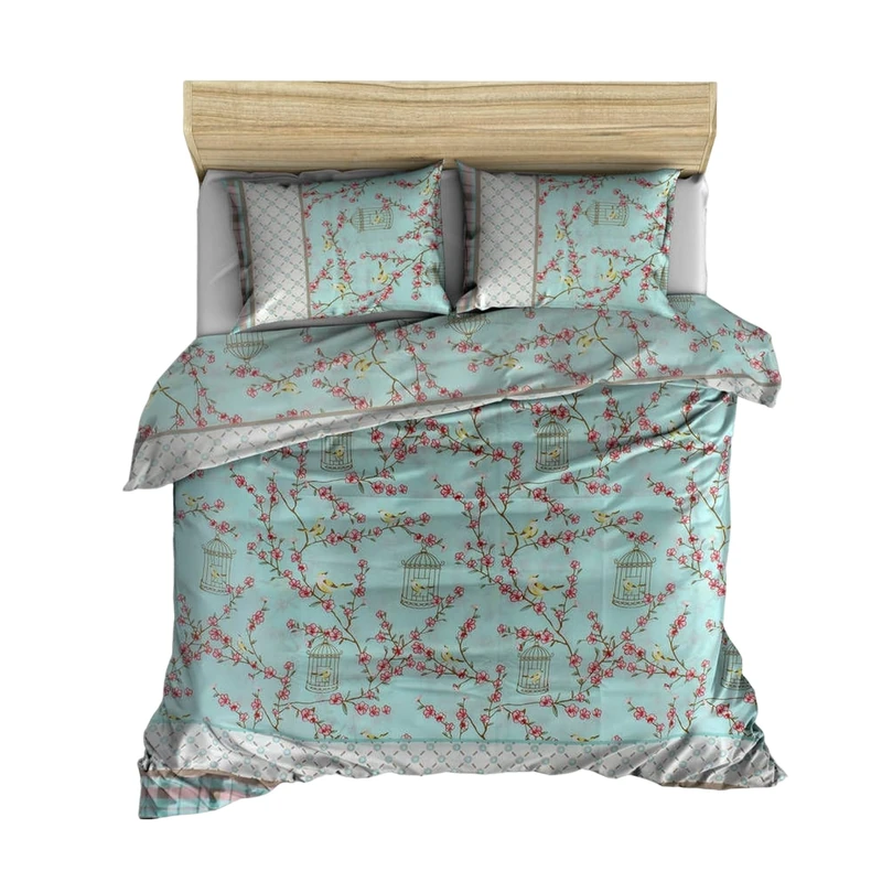 WELL HOME MOBILIARIO & DECORACIÓN Duvet Cover Set + 2 Pillowcases 240 x 220 cm Turquoise White Beige Pink - Image 1