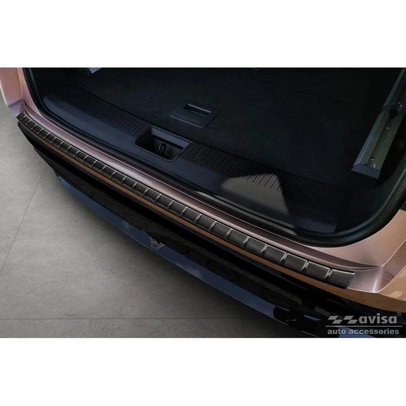 Avisa Black Stainless Steel Rear bumper protector compatible with Nissan Ariya 2022- 'Ribs'
