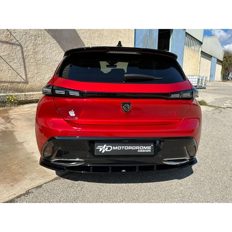 Motordrome Rear bumper skirt (Diffuser) compatible with Peugeot 308 III HB 5-doors 2021- (ABS Gloss black)