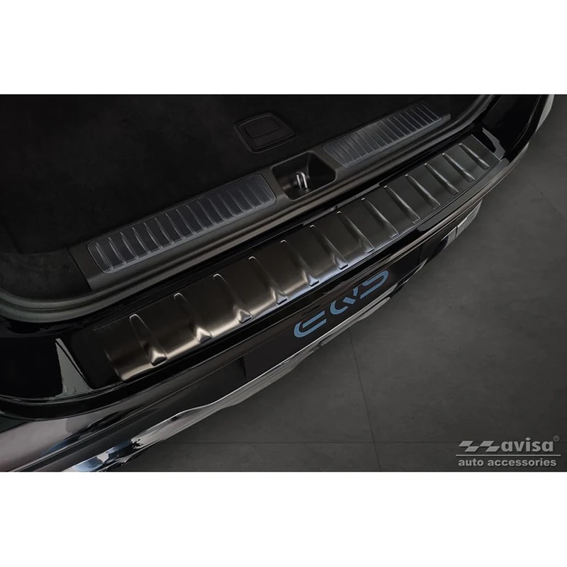 Avisa Black Stainless Steel Rear bumper protector compatible with Mercedes EQS SUV (X296) 2022- 'Ribs' - Image 1