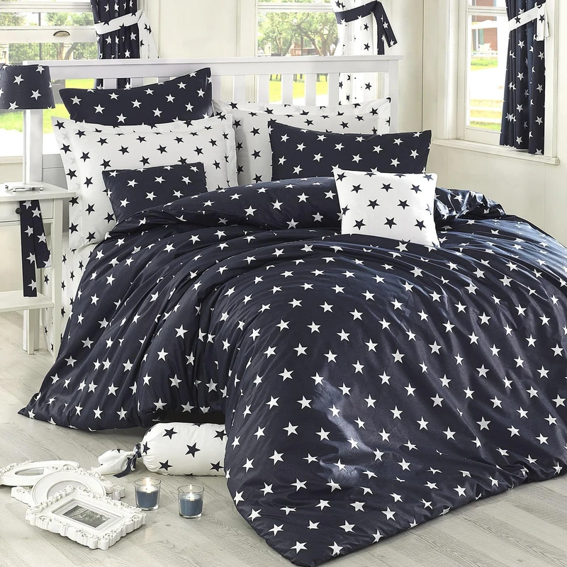 WELL HOME MOBILIARIO & DECORACIÓN Duvet Cover Set + 2 Pillowcases 240 x 220 Dark Blue White