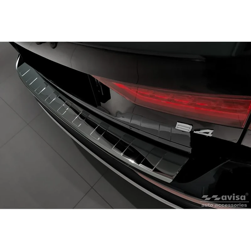 Avisa Black-Chrome Stainless Steel Rear bumper protector compatible with Volvo V60 II / V60 II Cross Country 2018- & V60 II Plug- In Hybrid/R-Design 2019- 'Ribs'